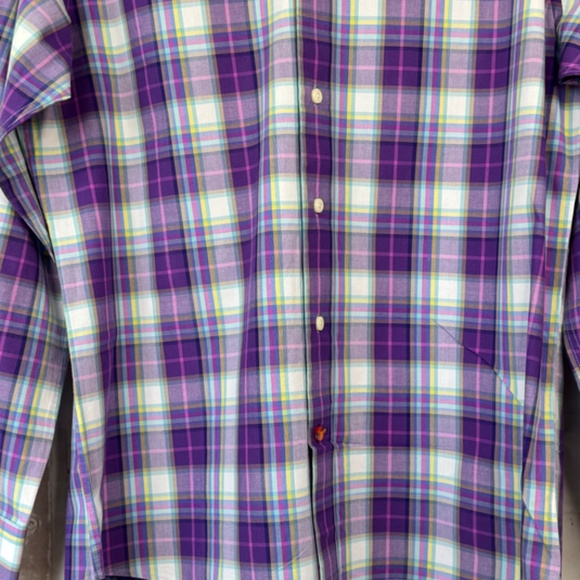 Tallia Mens Purple Plaid Collard Button Up Dress Up Shirt Sz. Medium M 15 1/2 - Picture 6 of 13